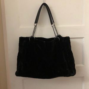 Womens Large Black Faux Fur Purse. BRAND NEW